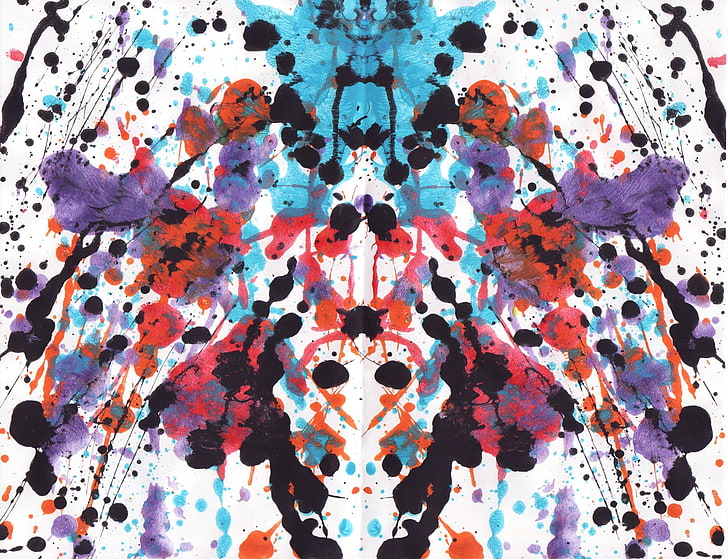 lukisan abstrak, tinta, percikan cat, simetri, tes Rorschach, Wallpaper HD