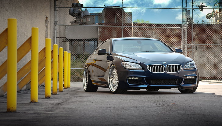 BMW F12 Coupe azul, BMW, F13, 650i, negro, vista frontal, Fondo de pantalla HD