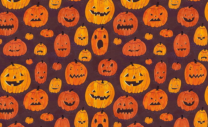 Papel de parede HD de padrão de abóboras de Halloween, papel de parede de jack-'o'-lanterna, feriados, dia das bruxas, padrão, abóboras, HD papel de parede