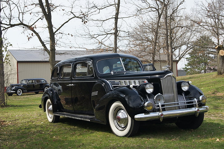 Packard, Packard Super Eight One-Eighty, Черный Автомобиль, Автомобиль, Старый Автомобиль, Packard Custom Super Eight One-Eighty, Packard One-Eighty, Винтажный Автомобиль, HD обои