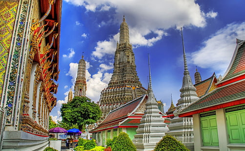 バンコック、タイ、アンコールワット寺院、アジア、タイ、都市、建築、寺院、バンコクの寺院、 HDデスクトップの壁紙 HD wallpaper