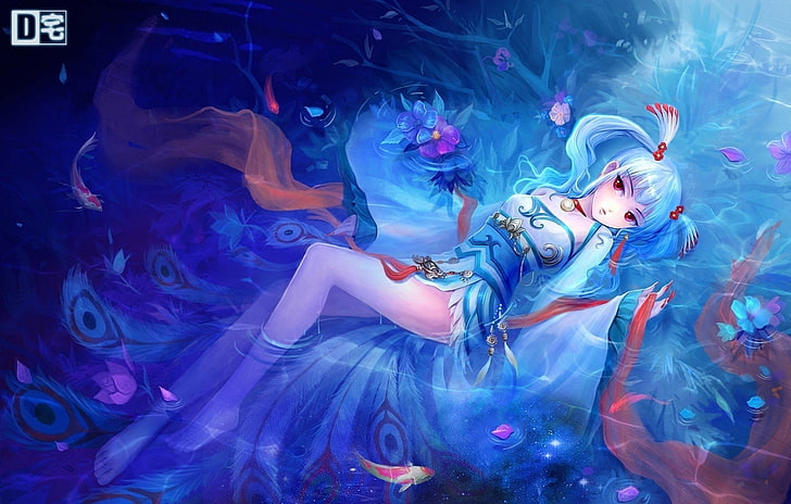 Blue haired female anime character illustration, Kung Fu Panda, Girl, Koi  Fish, HD wallpaper | Wallpaperbetter