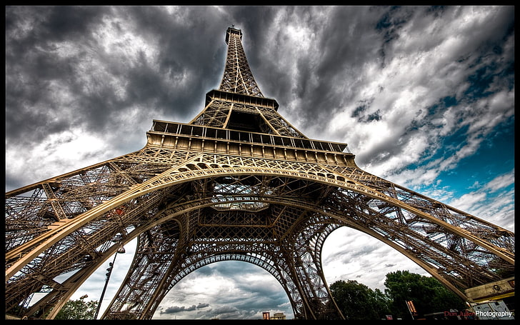 Menara Eiffel, Menara Eiffel, awan, Paris, HDR, Wallpaper HD