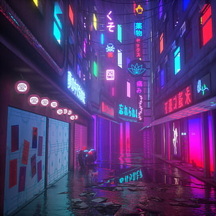 riflesso, gatto, neon, cyberpunk, vaporwave, Sfondo HD HD wallpaper