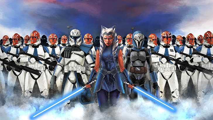 Star Wars, lightsaber, Captain Rex, clone trooper, The Clone Wars, blaster, HD wallpaper