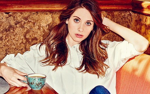 Alison Brie 2015, women's white blouse, Hollywood Celebrities, Female celebrities, actress, hollywood, 2015, alison brie, HD wallpaper HD wallpaper