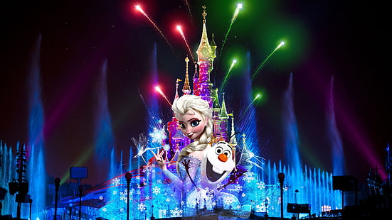 Frankreich, Paris, Disneyland bei Nacht, schönes Feuerwerk, Weihnachten, Frankreich, Paris, Disneyland bei Nacht, schönes Feuerwerk, Weihnachten, HD-Hintergrundbild HD wallpaper