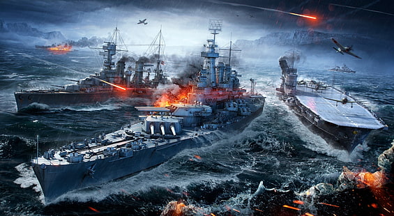 World Of Warships Naval Sea Battle, Battleships tapet, Spel, Andra spel, Battle, Naval, andra, world of warhips, HD tapet HD wallpaper