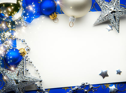 синя коледна фенечка, нова година, Коледа, весела Коледа, HD тапет HD wallpaper