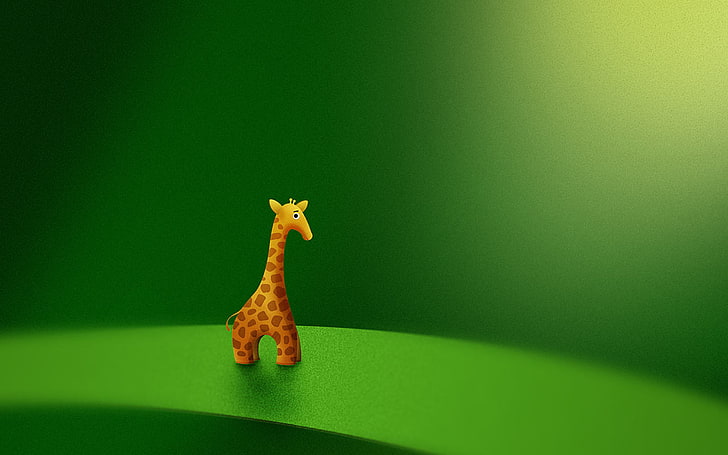 illustration de girafe, jouet, girafe, fond vert, Fond d'écran HD