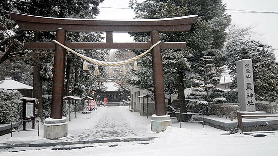 inverno, japão, neve, santuário, HD papel de parede HD wallpaper