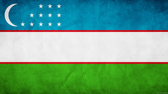 Bandiera dell'Uzbekistan, Uzbekistan, luna, stelle, bandiera, 3d e astratto, Sfondo HD HD wallpaper