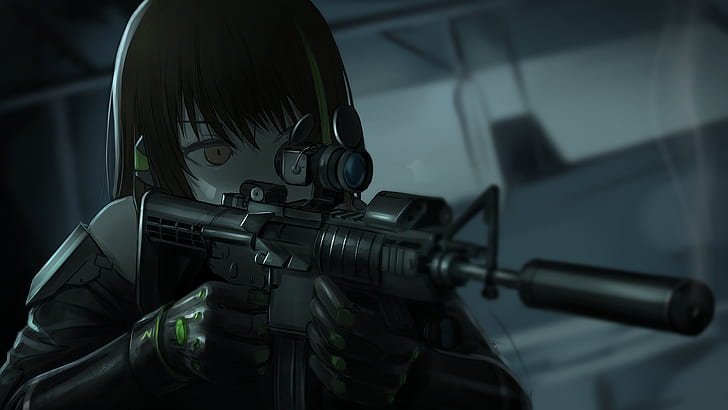 لعبة فيديو ، فتيات فرونت لاين ، شعر أسود ، بندقية ، M4A1 (فتيات فرونت لاين)، خلفية HD