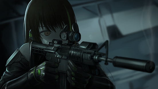 Видеоигра, Girls Frontline, черные волосы, пистолет, M4A1 (Girls Frontline), HD обои HD wallpaper