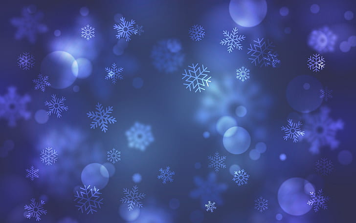 snowflakes, blue, background, HD wallpaper