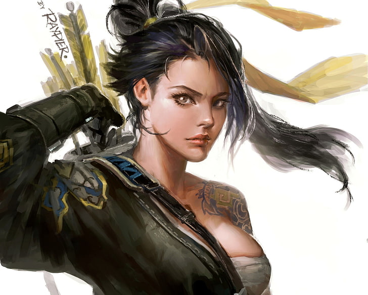 fantasy girl, Hanzo (Overwatch), Overwatch, fantasy art, HD wallpaper