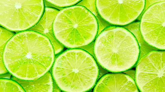citrons verts tranchés, citron vert, vert, 4 k, Fond d'écran HD HD wallpaper