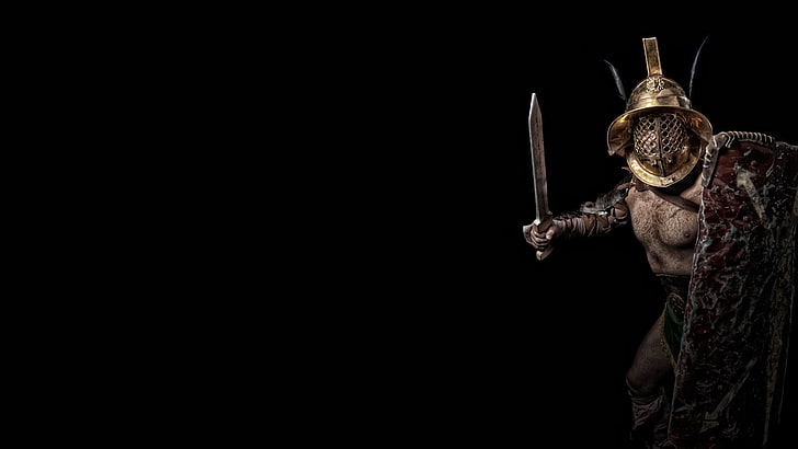 wallpaper karakter gladiator, baju besi, helm, perisai, Gladiator, Murmillo, Murmillo, Wallpaper HD