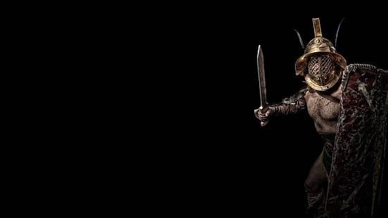wallpaper karakter gladiator, baju besi, helm, perisai, Gladiator, Murmillo, Murmillo, Wallpaper HD HD wallpaper