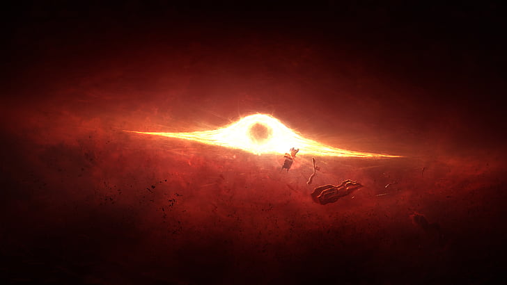 red lights poto, Mass Effect 2, The Suicide Mission, Render, Collector Base, Black hole, 5K, HD wallpaper