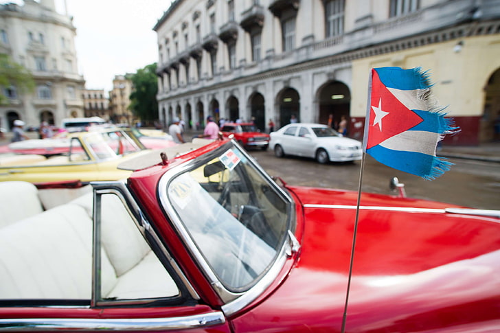 auto, kuba, flagge, alt, parkplatz, HD-Hintergrundbild