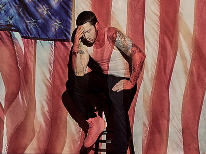 นักร้อง, Eminem, ธงชาติอเมริกัน, ผู้ชาย, แร็ปเปอร์, วอลล์เปเปอร์ HD HD wallpaper