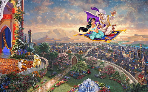 Aladdin Disney Magic Carpet Drawing HD, digital / artwork, drawing, magic, disney, carpet, aladdin, Sfondo HD HD wallpaper