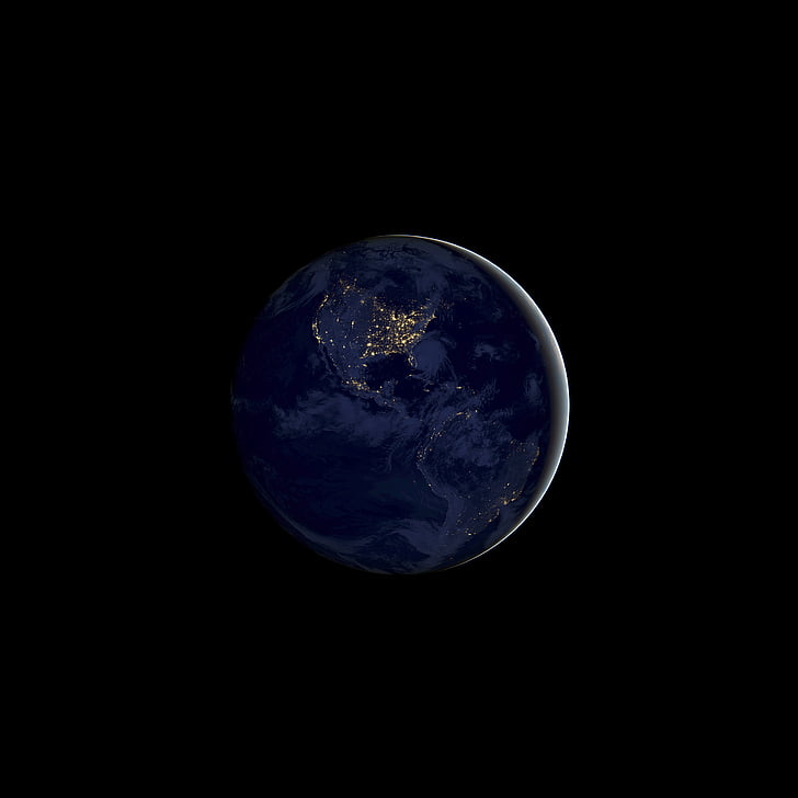 photograph of a planet, Earth, Night, iOS 11, iPhone X, iPhone 8, Stock, HD, HD wallpaper
