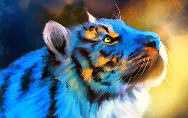 ilustracja tygrysa, sztuka cyfrowa, zwierzęta, tygrys, Tapety HD