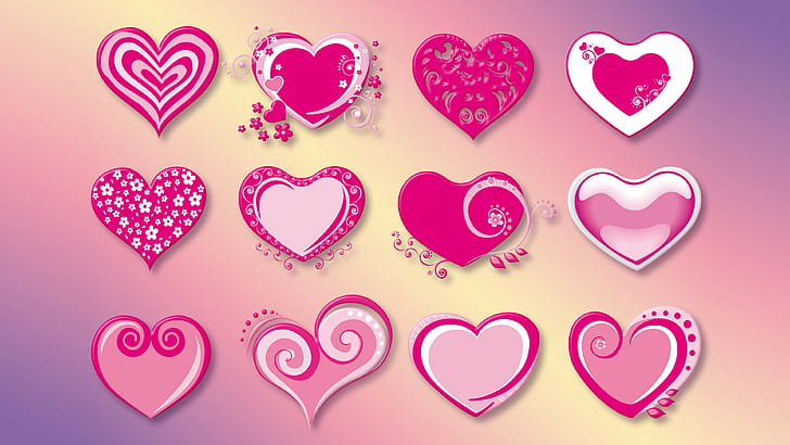 사랑, 심장, 발렌타인 데이, 핑크, 벡터, HD 배경 화면