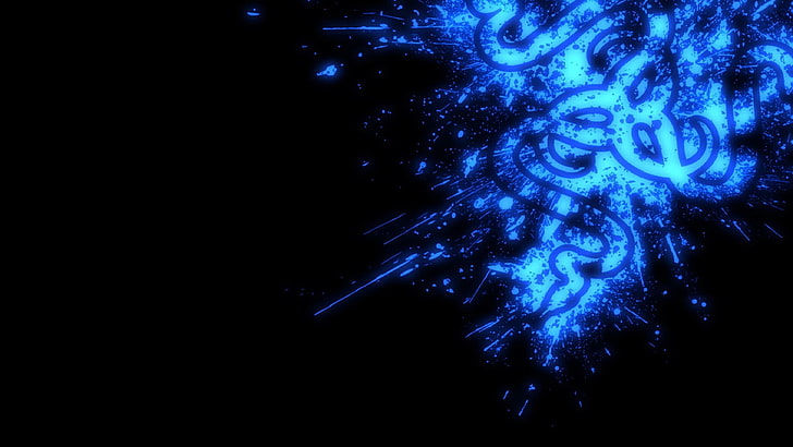 illustration de néon bleu, bleu, Razer, art numérique, Fond d'écran HD