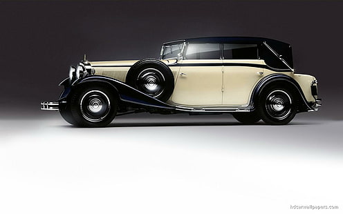Maybach Zeppelin Klasik, mobil vintage putih dan hitam, klasik, maybach, zeppelin, mobil, Wallpaper HD HD wallpaper