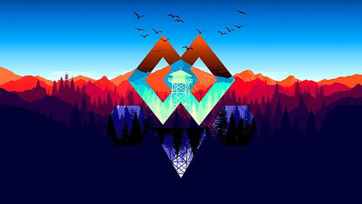 Video Game, Firewatch, Abstract, Mountain, Polyscape, HD wallpaper