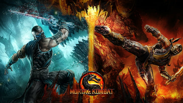 видео игри, Mortal Kombat, Sub Zero, Scorpion (герой), HD тапет
