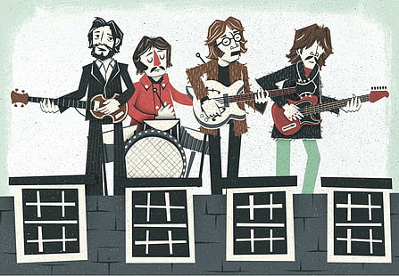 música, The Beatles, obra de arte, banda, instrumento musical, HD papel de parede HD wallpaper