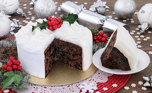 Christmas ornaments, food, sweets, cake, HD wallpaper HD wallpaper