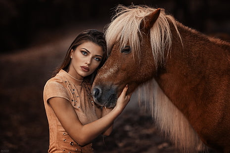 Alessandro Di Cicco, caballo, mujer, modelo, animales, Margherita Sicignano, Fondo de pantalla HD HD wallpaper