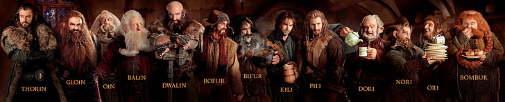 Fond d'écran du personnage Hobbit, nains, société, festin, Le Hobbit, Sac Fin, Thorin, Oakenshield, Thorin ou encore et encore, Le Hobbit: Un voyage inattendu, Fond d'écran HD