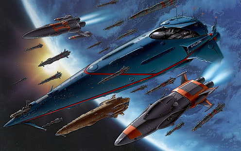 самолети цифрови тапети, космос, научна фантастика, Gunbuster, HD тапет HD wallpaper