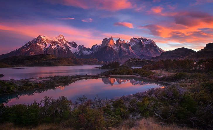 América del Sur, Patagonia, Cordillera de los Andes, Lago, Fondo de pantalla HD