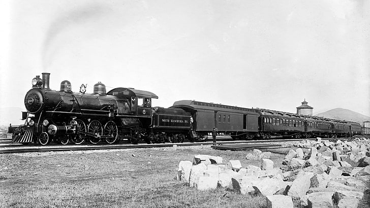 train, steam locomotive, monochrome, HD wallpaper