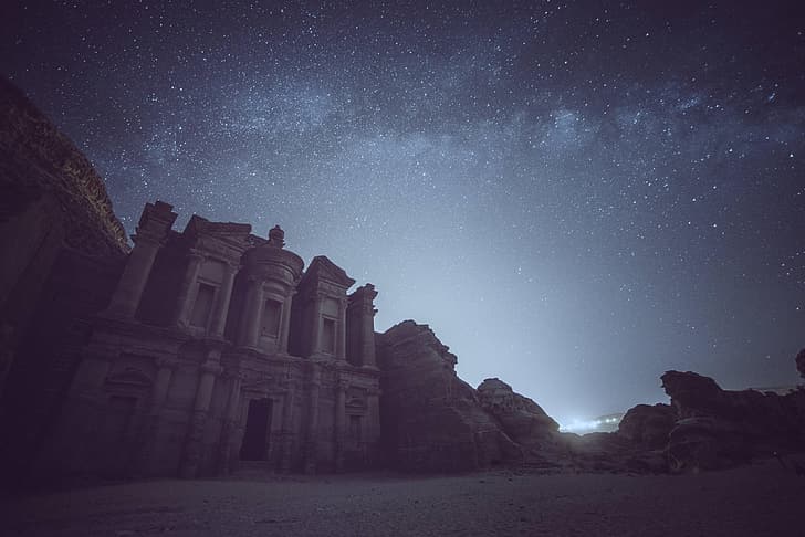 Petra, night, HD wallpaper