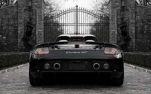 ปอร์เช่ขาวดำ Porsche Carrera GT รถยนต์, วอลล์เปเปอร์ HD HD wallpaper