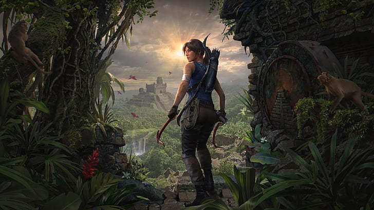 Tomb Raider, cara, cabello, Lara Croft, cuerpo, sombra del Tomb Raider, Fondo de pantalla HD