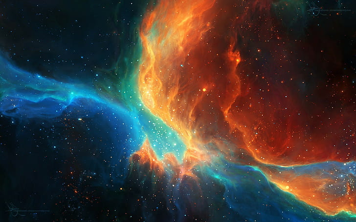 étoiles spatiales tylercreatesworlds espace art nébuleuse orange, Fond d'écran HD