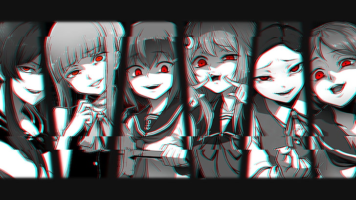 Monochrom, Anime, Anime Mädchen, rote Augen, Kantai Collection, HD-Hintergrundbild