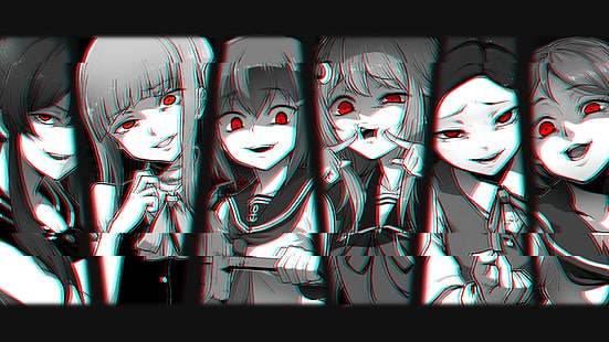 monokrom, anime, gadis anime, mata merah, Koleksi Kantai, Wallpaper HD HD wallpaper