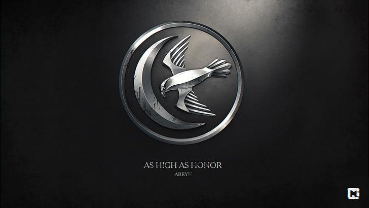 As High As Honor logo ، طائر ، نسر ، قمر ، أجنحة ، شهر ، كتاب ، سلسلة ، شعار النبالة ، شعار ، أغنية الجليد والنار ، لعبة العروش ، آرين ، في مرتبة الشرف، خلفية HD