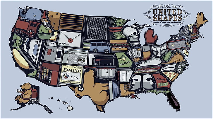 Mappa USA, paese, stati, Sfondo HD