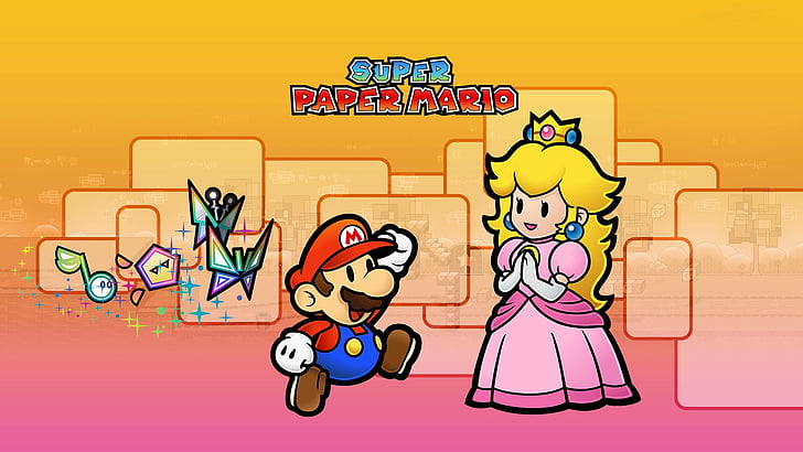 Mario, Super Paper Mario, Princess Peach, Sfondo HD